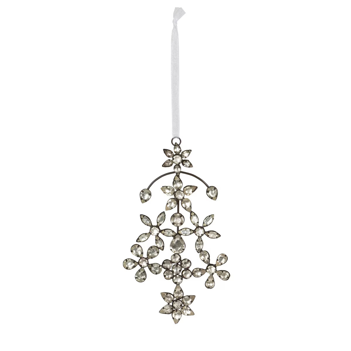 Antique Silver Gem Flourish Ornament