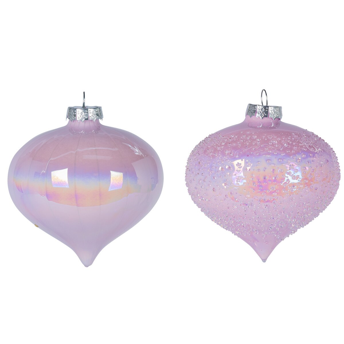 4.5"H Pink Glass Onion Finial Ornament, 2 Asst