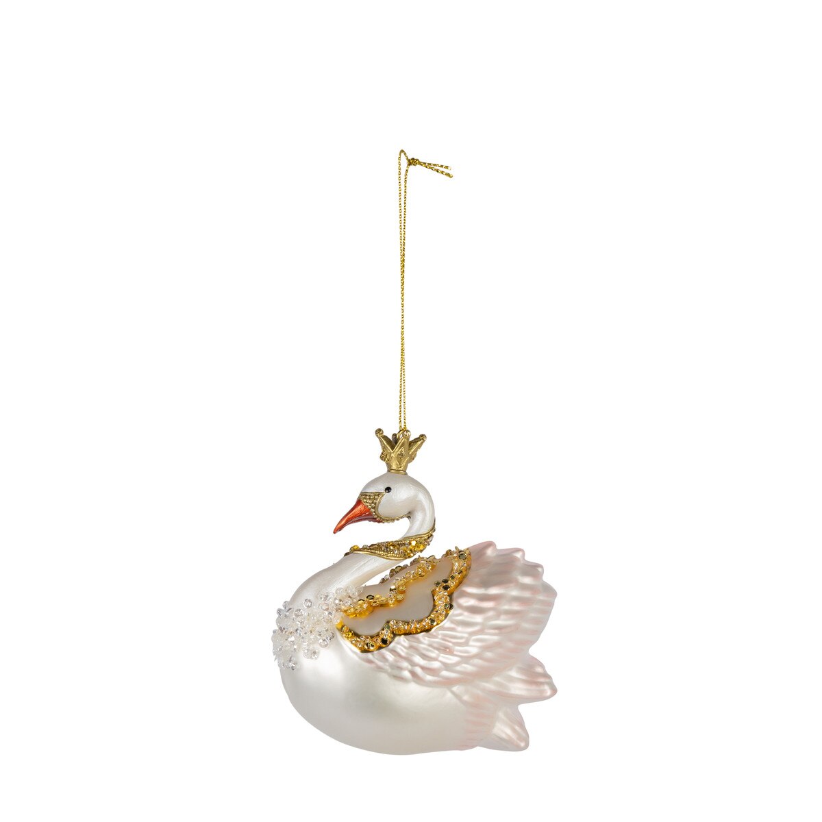 4.13"H Pink Glass Swan Ornament