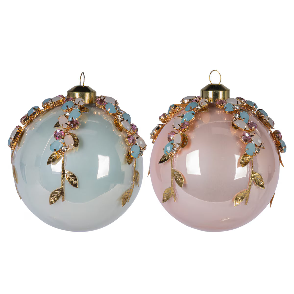 4.75"H Gemstone Glass Ornament, 2 Asst