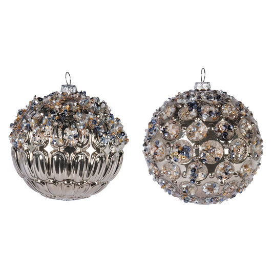 4.5" Glass Beaded Ornament, 2 Asst
